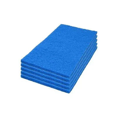 12" x 18" Blue Rectangular Medium Duty Floor Scrubbing Pads - Case of 5