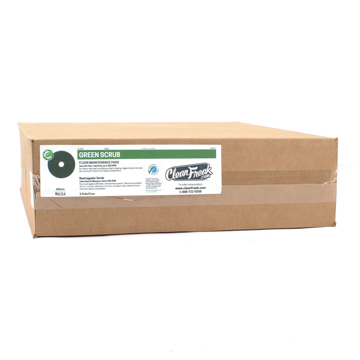 17" Green Heavy Duty Floor Scrubbing Pads - Case of 5 - Image 3