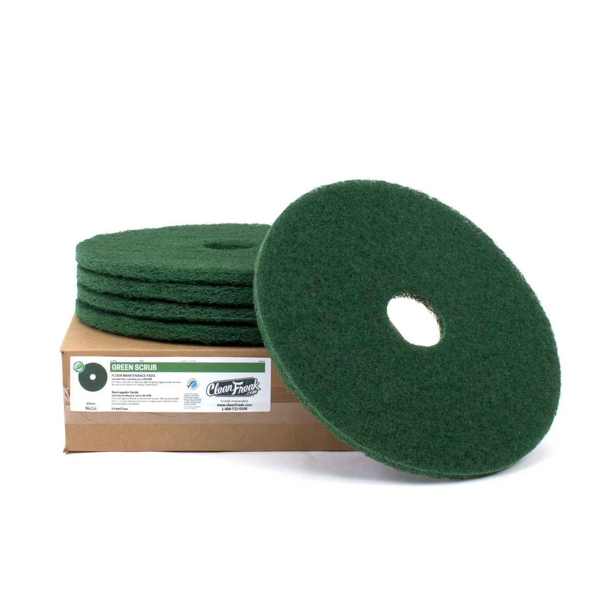 17" Green Heavy Duty Floor Scrubbing Pads - Case of 5 - Image 4