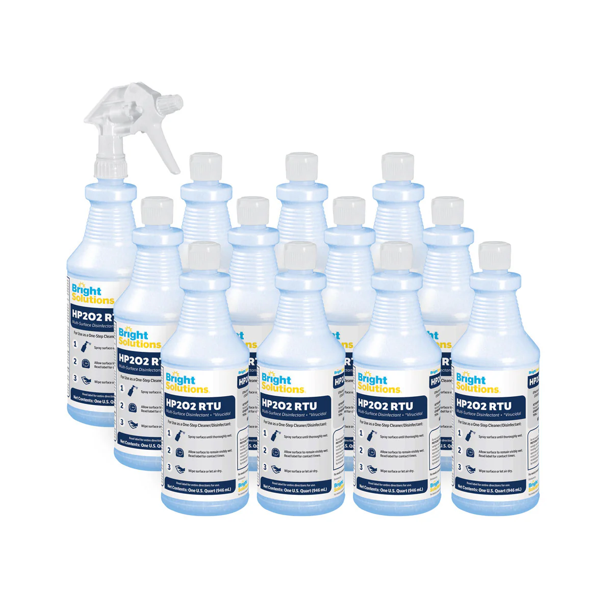 Bright Solutions® HP202 Hydrogen Peroxide Disinfectant Cleaner (32 oz RTU & 32 oz / 1 Gallon Concentrate Options) - Image 2