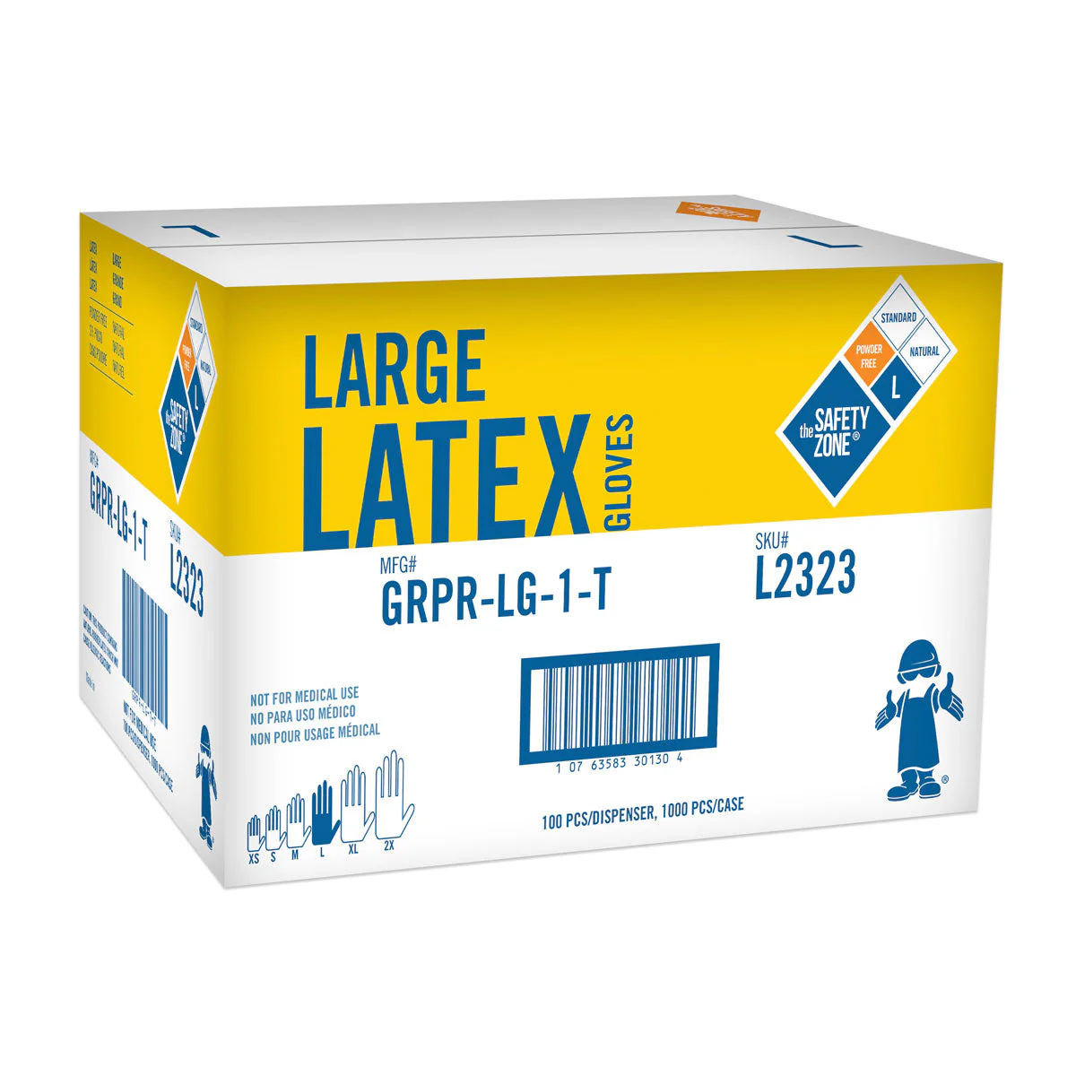 Safety Zone® Disposable 5 Mil White Latex Powder-Free Gloves (S - 2X Sizes Available) - Case of 1000 - Image 2