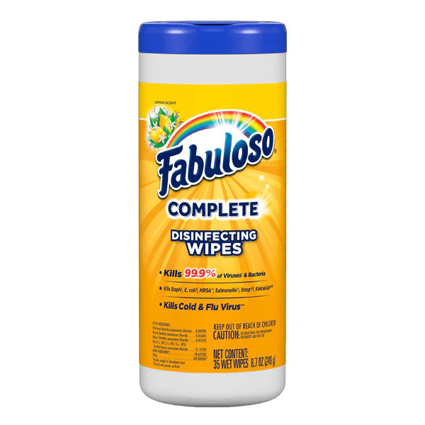 Fabuloso® Complete Lemon Scent Disinfectant Wipes (7” x 8” | 90 Wipe Canisters) - Case of 4 - Image 2