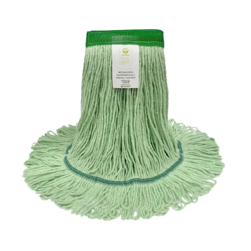 Kelsan Green Cotton, Rayon & Synthetic Blend All Purpose Mop w/ 1.25" Headband (Size: Medium | Looped Ends)