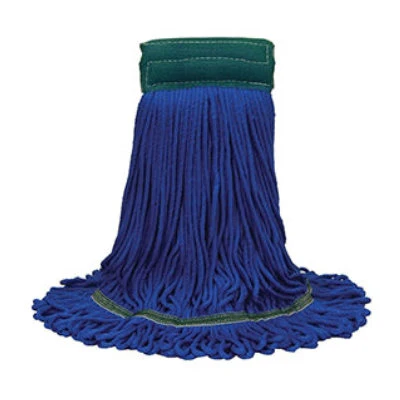 MaxiPlus® Microfiber Blue Wet Mops w/ 5" Wide Band (Size: Large | Looped Ends) - Case of 12