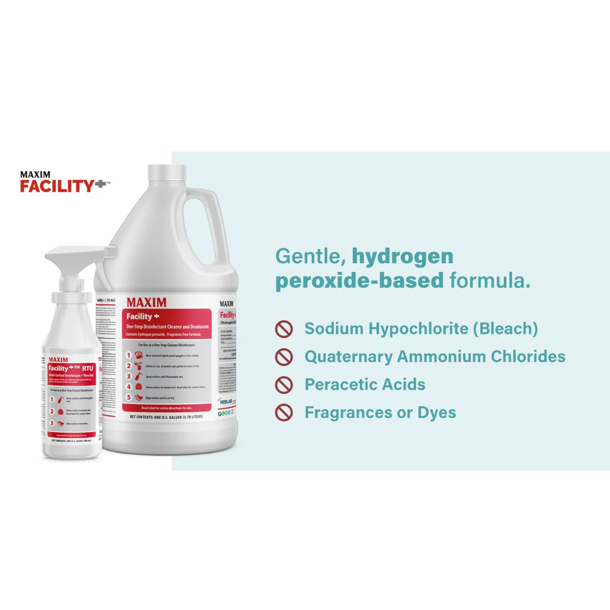 Maxim® Facility+™ One-Step Disinfectant Cleaner & Deodorant (32 oz, 64 oz & 1 Gallon Options) - Image 7
