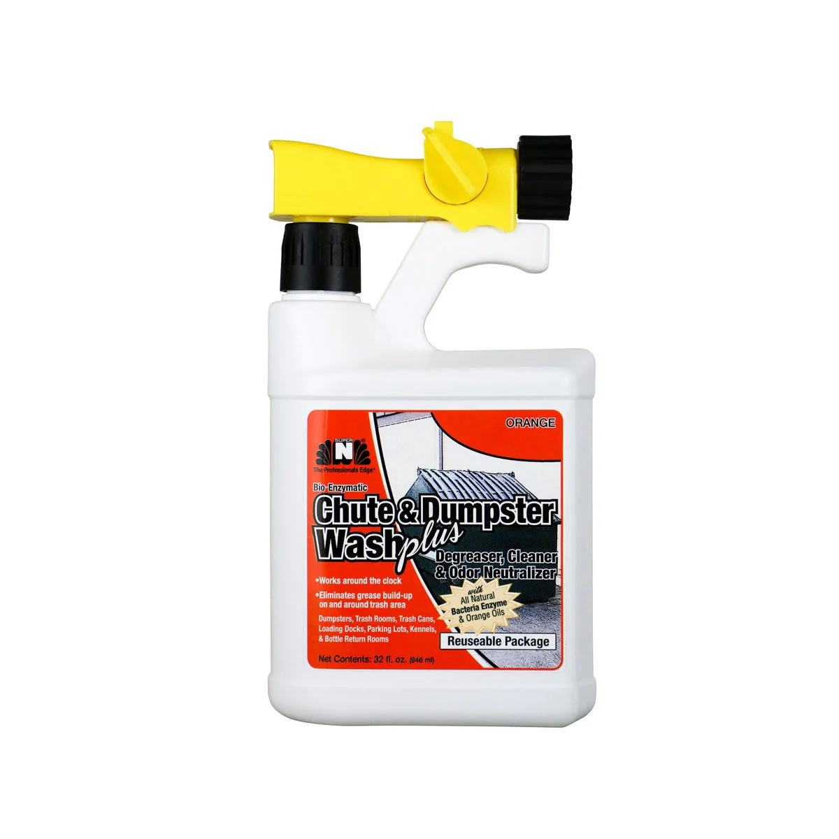 Nilodor® Chute & Dumpster Wash PLUS Bio-Enzymatic Degreaser, Cleaner & Odor Neutralizer (32 oz Bottles) - Case of 6 - Image 2